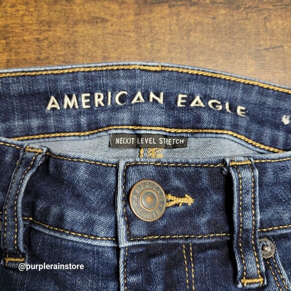 American Eagle Skinny Jeans 4 S Mid Rise Next Level Stretch Medium Dark Wash - Picture 4 of 14